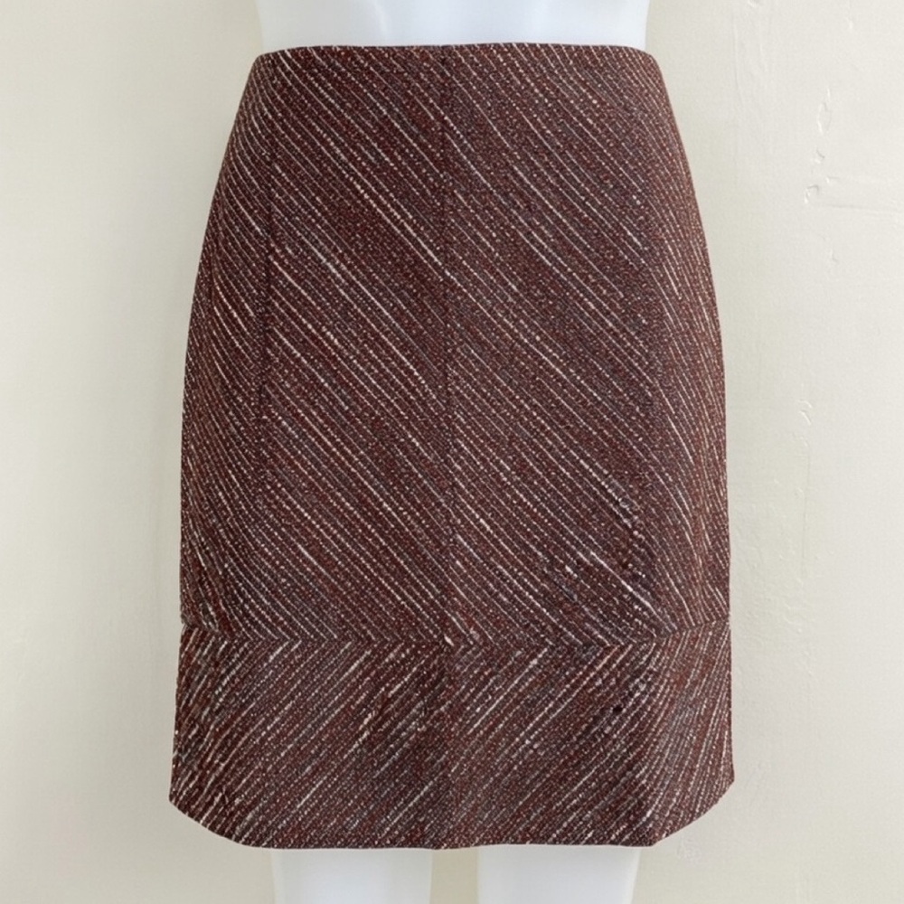 NWT NIC+ZOE Skirt 6 Straight Metallic Kick Pleat Career Office Stripe Blue Rust